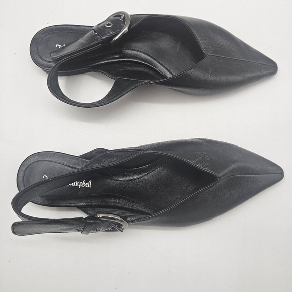 Jeffrey Campbell Black Scone Slingback Pointed Toe Flat Size 7 NWOB Leather - Picture 8 of 11